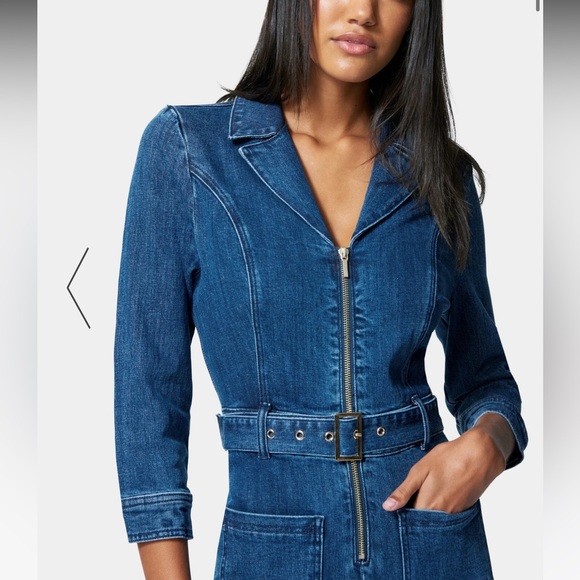BEBE BELTED DENIM JUMPSUIT - Picture 2 of 10